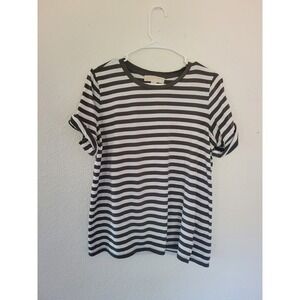 Michael Kors Striped T-Shirt Women's Size L Roll‎ Tab Sleeve Casual Top #11